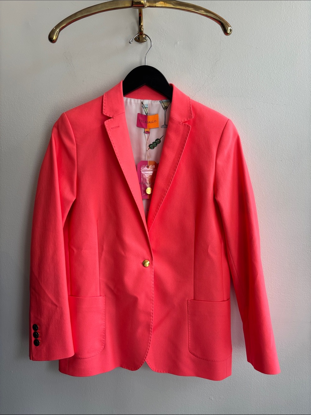 Vilagallo Coral Pink Single-Button Notch-Lapel Blazer